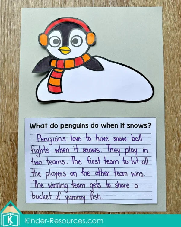 Winter Writing Craft Activity What do penguins do when it snows