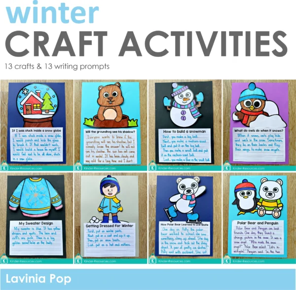 13 crafts and writing activities for Winter that include a variety of writing styles.