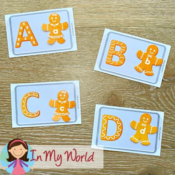 22 Gingerbread Center Activities for Preschool | Morning Tubs | Bins. Upper and lower case letter match printable activity.