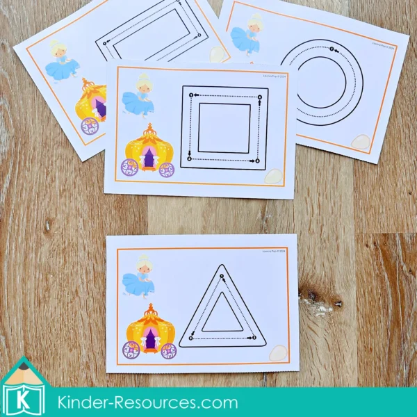 Fairy Tale Preschool Center Activities Cinderella Shape Cards Tracing