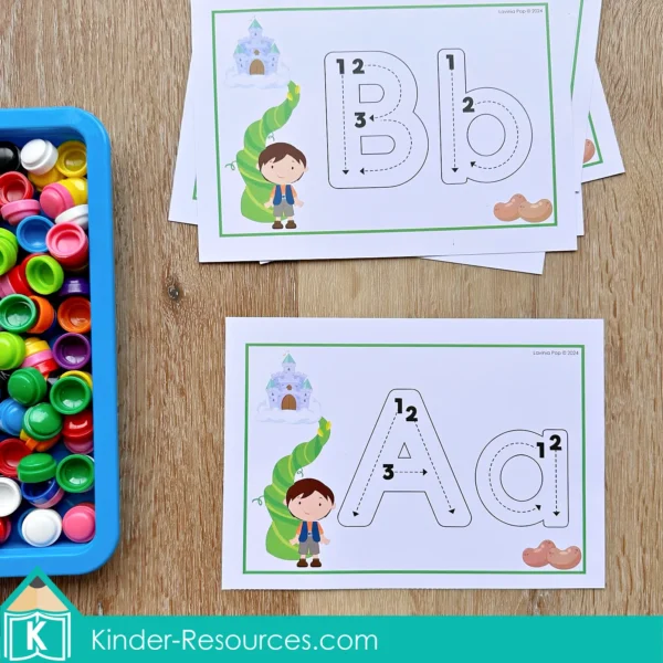 Fairy Tale Preschool Center Activities Jack and the Beanstalk Alphabet Tracing Cards Blank