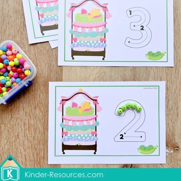 Fairy Tale Preschool Center Activities Princess and the Pea Number Tracing Cards