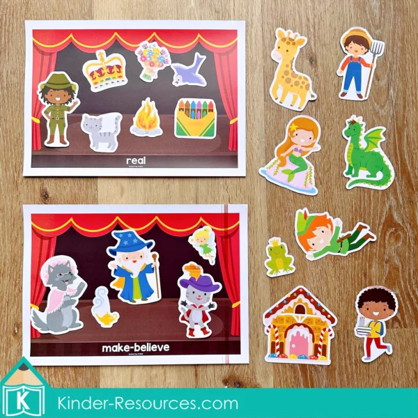 Fairy Tale Preschool Center Activities Sorting Real and Make Believe Characters and Objects