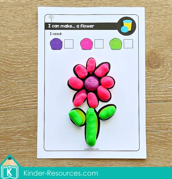February Fine Motor Printable Activities. Valentine's Day Flower Play Dough Task Card
