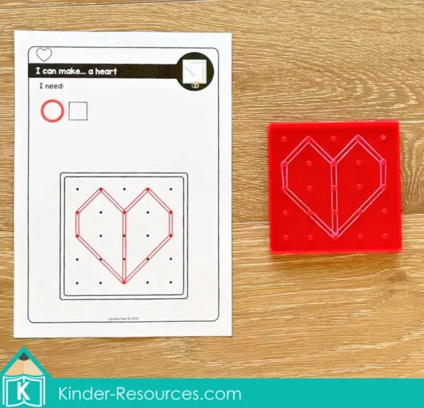 February Fine Motor Printable Activities. Valentine's Day Geoboard Task Card