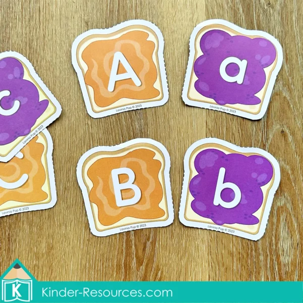 Food Preschool Centers Matching Capital Letters and Lowercase Letters