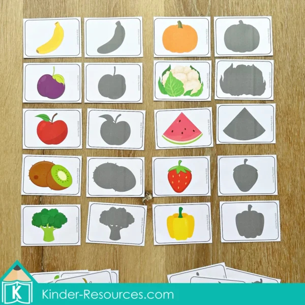 Food Preschool Centers Shadow Matching Activity