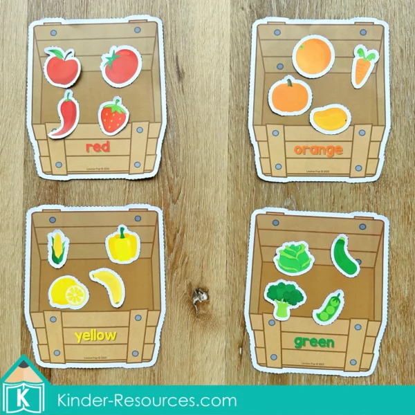 Food Preschool Centers Sorting Fruit and Vegetables by Color