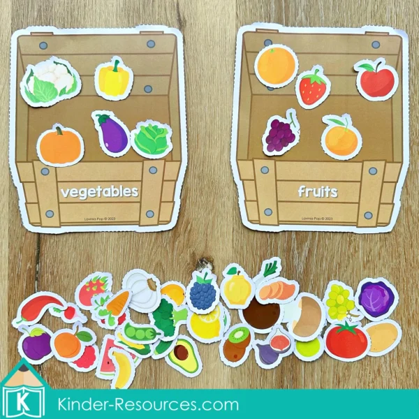 Food Preschool Centers Sorting Fruits and Vegetables