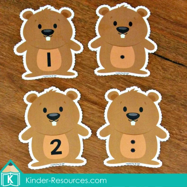 Groundhog Day Preschool Center Activity Counting 1-2