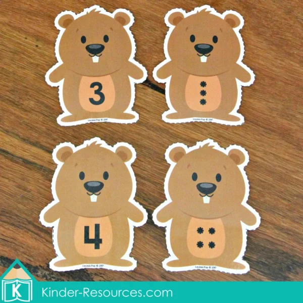 Groundhog Day Preschool Center Activity Counting 3-4
