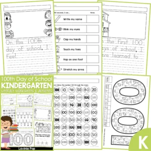 FREE 100th Day of School Worksheets and Activities. On the 100th day of school I feel... In the first 100 days of school I have learned to... writing prompts | Identifying 100 | Counting 100 objects | How many times in 100 seconds