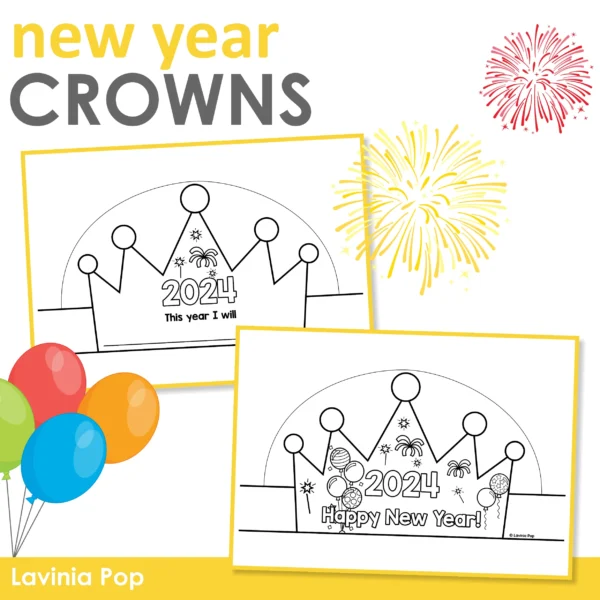 Download the FREE printable New Year Crowns 2024,