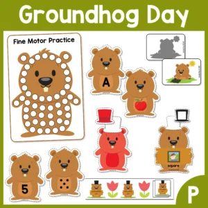 Groundhog Day Preschool Centers | 7 printable center activities