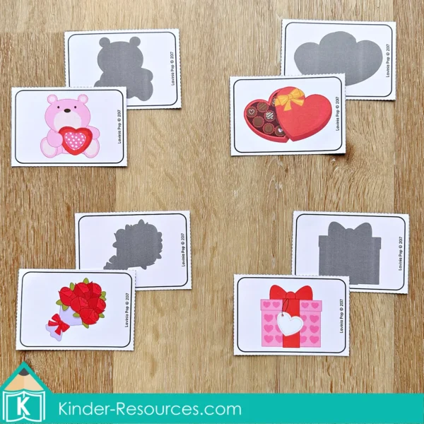 Preschool Valentine's Day Center Activities Shadow Matching Cards