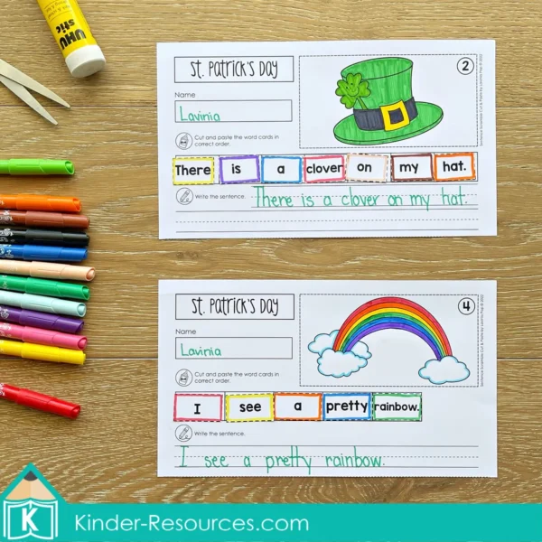 St. Patrick's Day Sentence Scramble Cut and Paste Worksheets