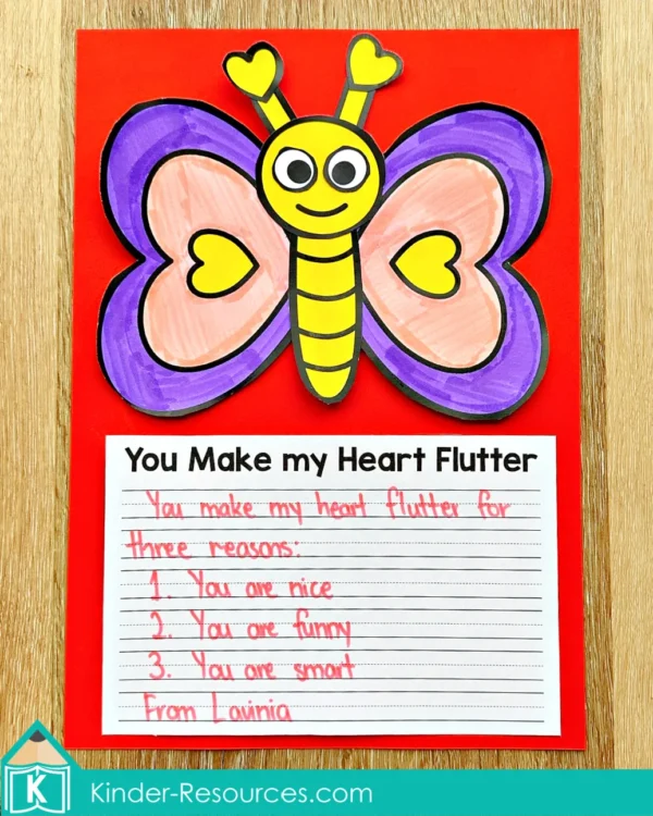 Valentine's Day Writing Craft Activity Craftivity. You Make my Heart Flutter