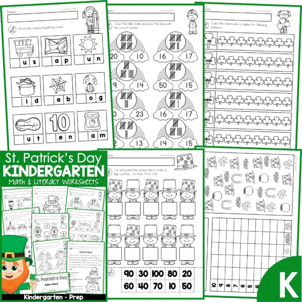 St. Patrick's Day Worksheets and Activities. Beginning sounds | tally marks | patterns | skip counting | count and graph