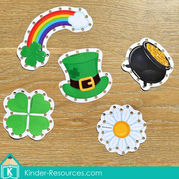 March Fine Motor Printable Activities. St. Patrick's Day Lacing Cards