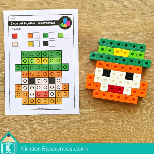 March Fine Motor Printable Activities. St. Patrick's Day leprechaun counting cubes task card