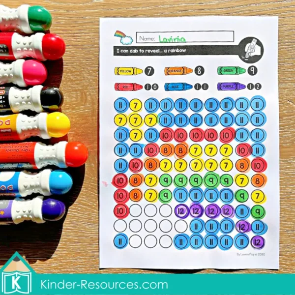 March Fine Motor Printable Activities. St. Patrick's Day mystery rainbow dot marker worksheet