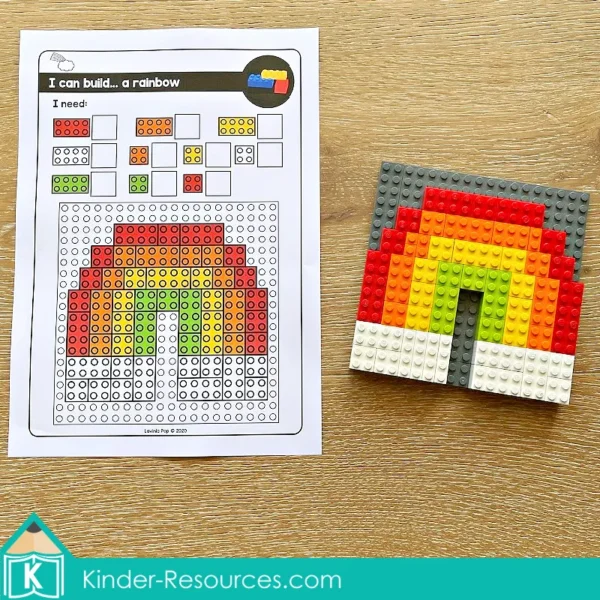 March Fine Motor Printable Activities. St. Patrick's Day rainbow Lego building bricks task card
