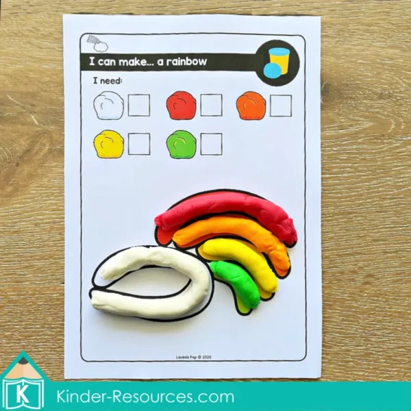 March Fine Motor Printable Activities. St. Patrick's Day rainbow play dough mat