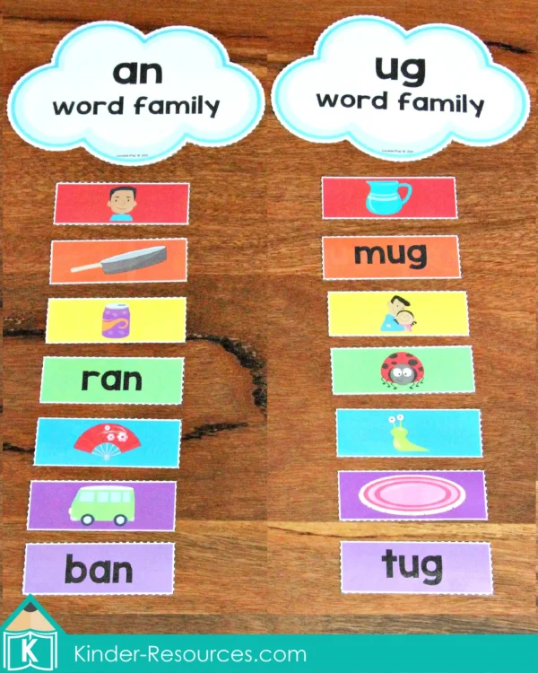 St Patrick's Day Preschool Center Activities Rainbow Word Family Sort