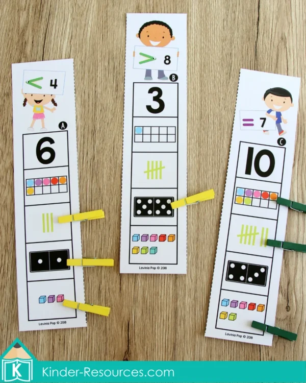 St. Patrick's Day Kindergarten Math Centers. Comparing Numbers Clip Cards