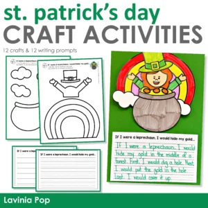 12 crafts and writing activities for St. Patrick's Day that include a variety of writing prompts and styles.