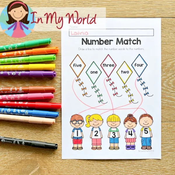 Preschool Spring Worksheets Kite Number Match