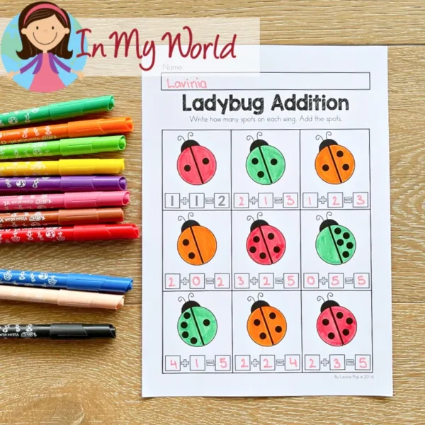 Preschool Spring Worksheets Ladybug Spot Addition