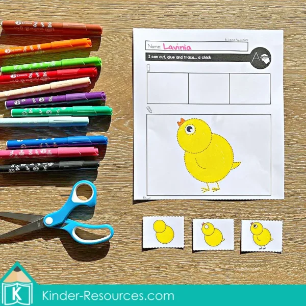April Fine Motor Printable Activities. Spring Chick Cut and Glue