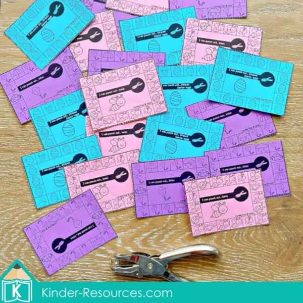 April Fine Motor Printable Activities. Spring Items Hole Punch Cards