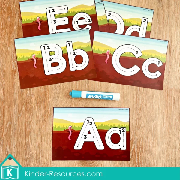 Bugs Preschool Center Activities. Alphabet Tracing Cards