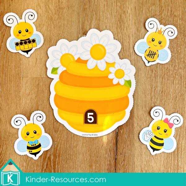 Bugs Preschool Center Activities. Bees and Beehive Number Sense