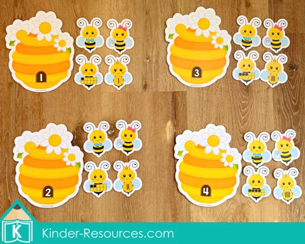 Bugs Preschool Center Activities. Bees and Hive Number Sense