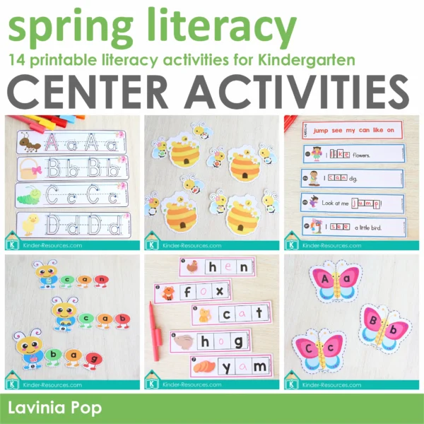 Spring Literacy Centers for Kindergarten | 14 printable center activities