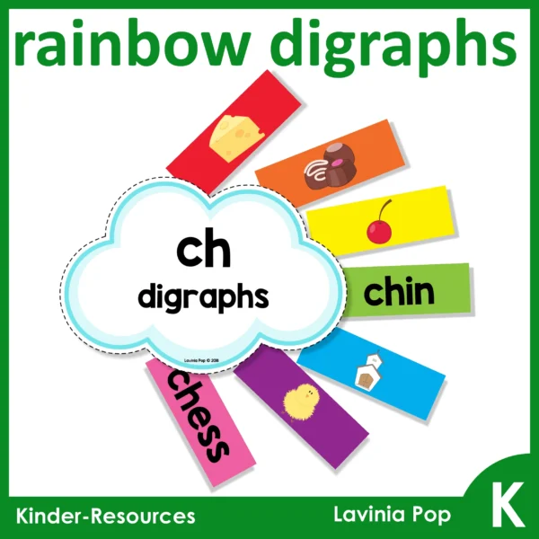 St Patrick's Day Kindergarten Literacy Centers | Rainbow digraph soring activity
