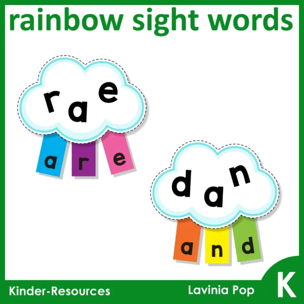 St Patrick's Day Kindergarten Literacy Centers | Rainbow unscramble the sight word spelling activity