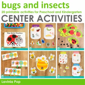 Bugs and Insects Preschool Centers | 20 printable activities