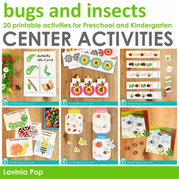 Bugs and Insects Preschool Centers | 20 printable activities