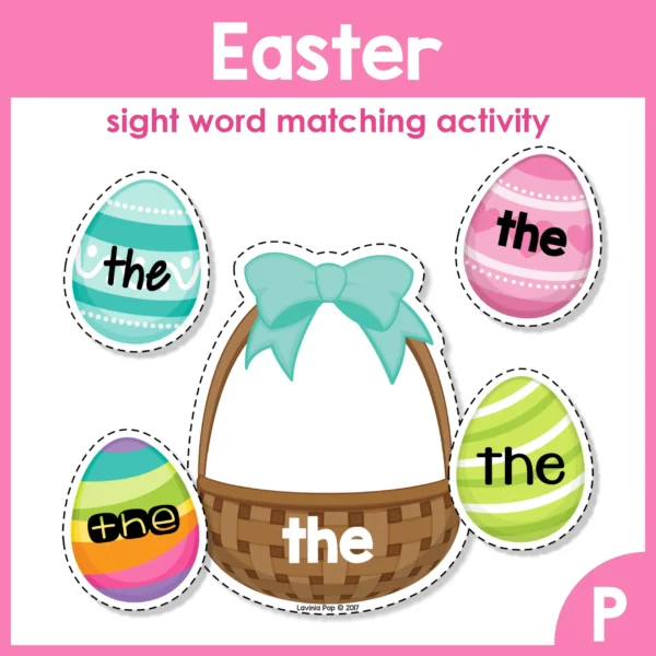 Easter Preschool Centers. Sight word matching activity