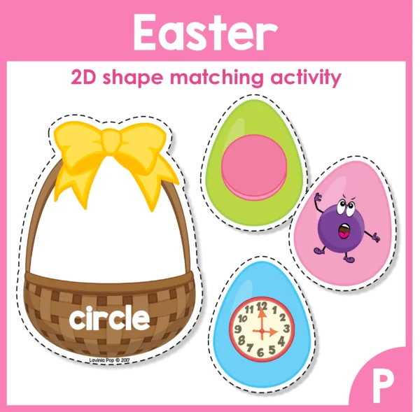Easter Preschool Centers. 2D shape matching activity