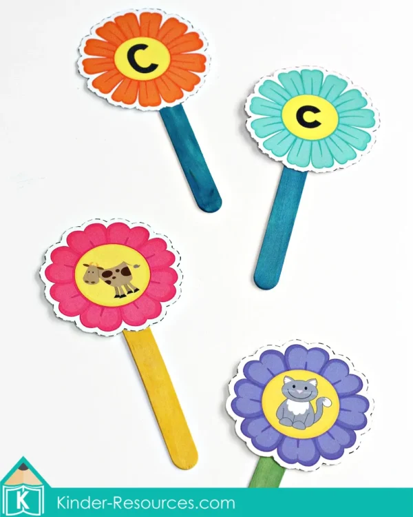 Preschool Spring Centers. Alphabet and Beginning Sounds Flower Match