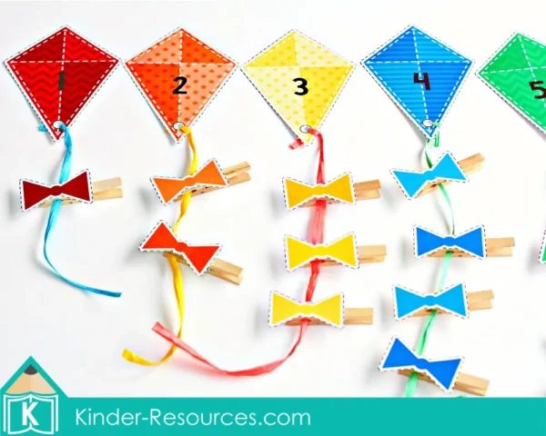 Preschool Spring Centers. Kite and Bows Number Match