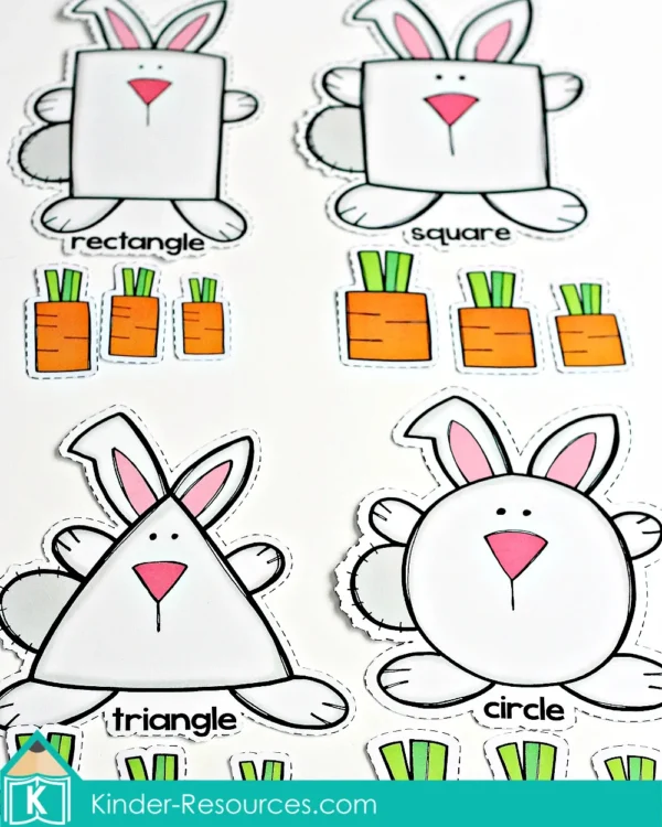 Preschool Spring Centers. Rabbit and Carrot Shape Match