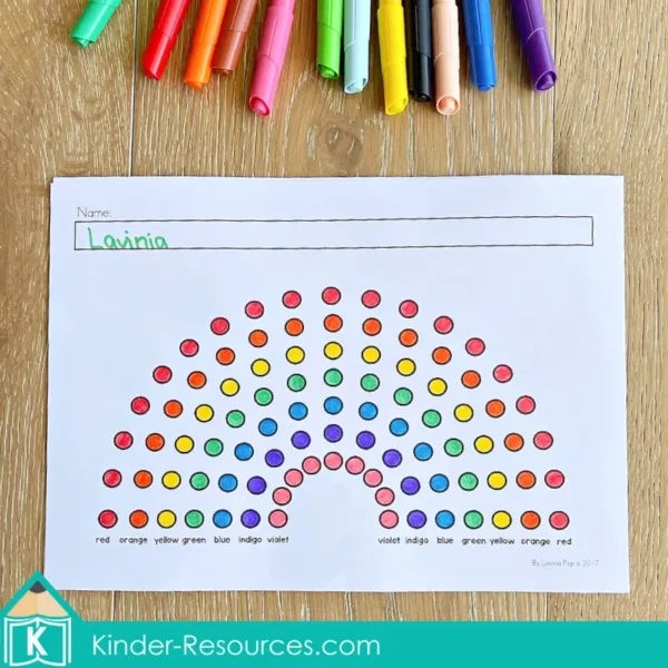 Preschool St. Patrick's Day Worksheets. Rainbow q-tip painting