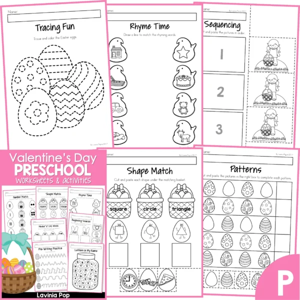 Easter Preschool Worksheets and Activities. Tracing | Rhyming | Sequencing | Shape matching | Patterns