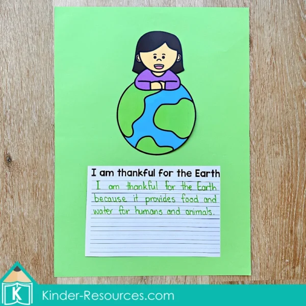 Earth Day Writing Prompts Craft Activity. O am thankful for the Earth